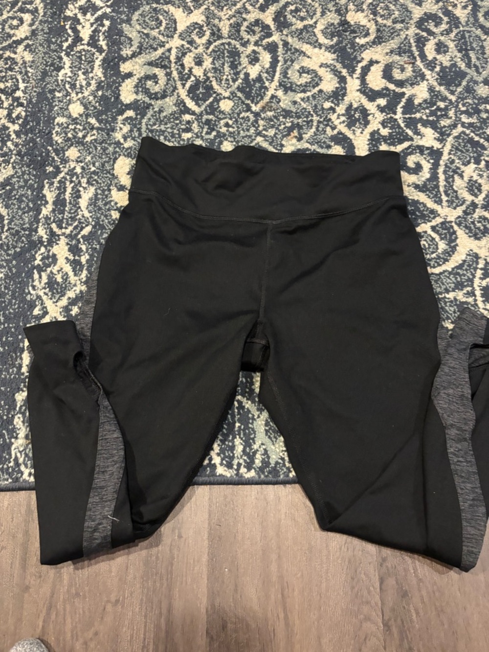Women’s Black Leggings with Gray Side Panels